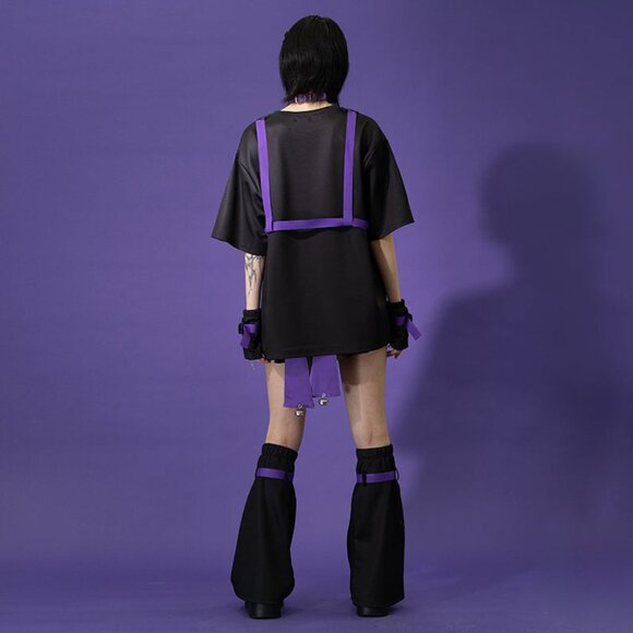 ACDC RAG - Error Code Cyberpunk Tech Oversized Black Purple Tee - Picture 9 of 9